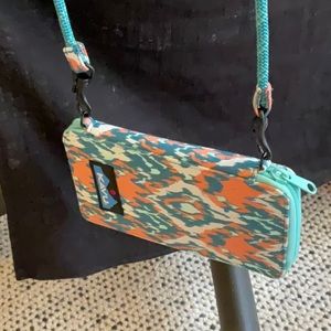 Fabric wallet with long strap